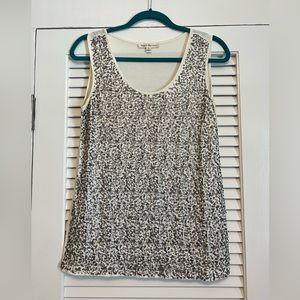 Sequin blouse size large, silver